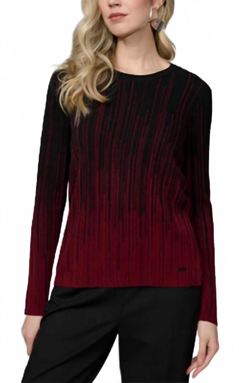 NEW PICADILLY textured linear top in bordeaux multi